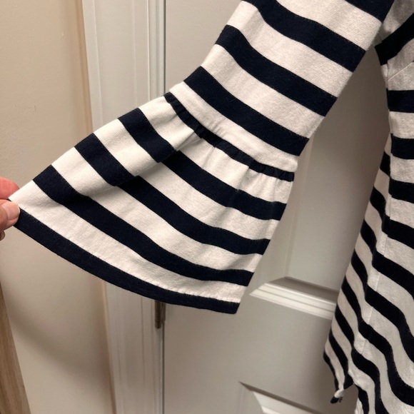 Talbots Black and White Striped 3/4 Bell Sleeve Blouse. Size Medium - Picture 3 of 7